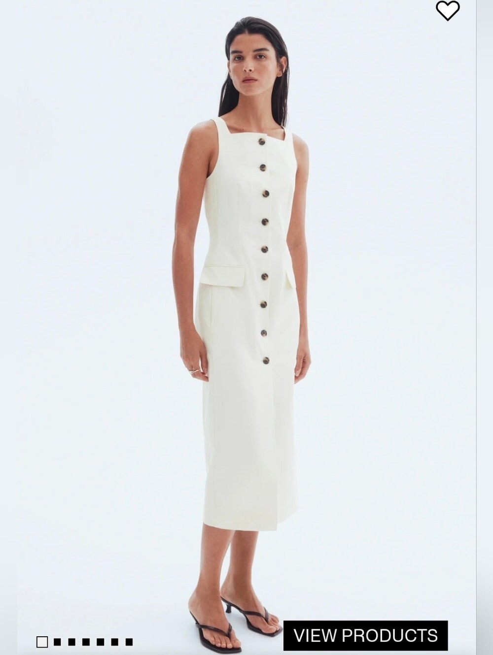 Cream-colored H&M Long Button-Front Dress